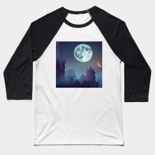 Midnight Full Moon Baseball T-Shirt